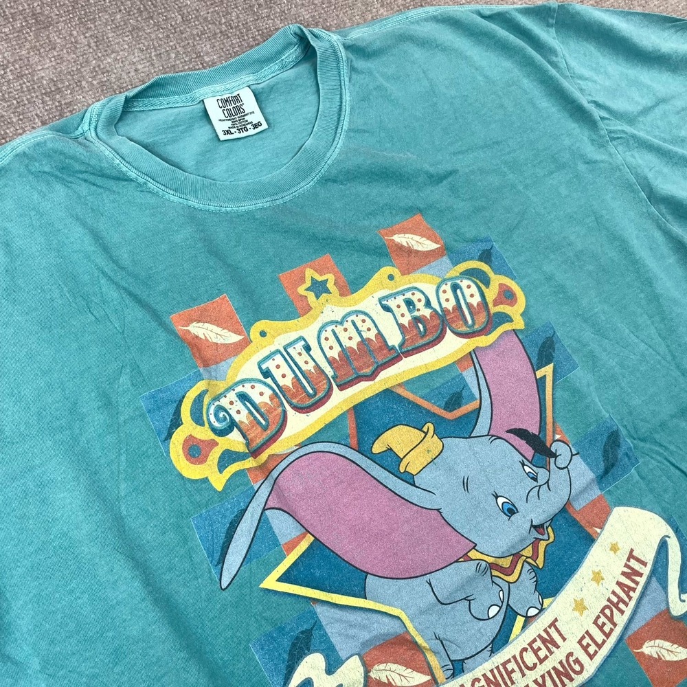 Dumbo Magnificent Flying Elephant Graphic Comfort Colors T Shirt Unisex 3XL Blue